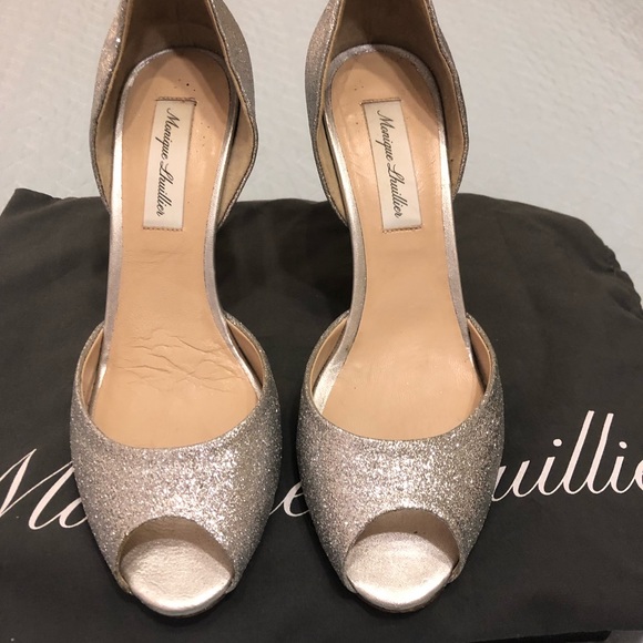 Monique Lhuillier Silver Peep Toe Pumps - Picture 3 of 7